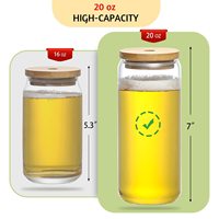 Vente chaude 16oz 20oz clair givré Sublimation blancs verre Mason Jar bière peut tasse en verre avec couvercle en bambou et paille