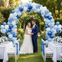 Kit de guirlande de ballons bleu clair et blanc, ballons en latex métallisé mat pour la fête de naissance et la fête de baptême des garçons