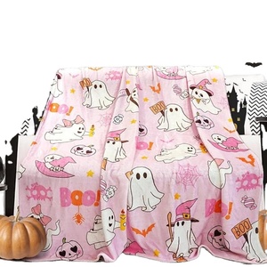 ผ้าห่มพิมพ์ลาย Pink Ghost Boo ผ้าฟลานเนลเนื้อนุ่ม อบอุ่น น่ารัก สนุกสนาน เหมาะสำหรับโซฟาและเก้าอี้ - Product Image 1