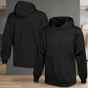 Sudadera con Capucha Negra para Hombre, Corte Regular, Felpa de Algodón, Informal, con Bolsillo, para Otoño - Product Image 2