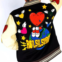 Nouvelle conception de veste universitaire pour hommes, veste bomber de baseball, veste décontractée vintage unisexe, streetwear avec patchs