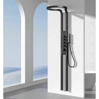 Colonne de douche multifonctionnelle Deao en laiton noir avec cascade, pluie et jets de massage – Système complet en promotion