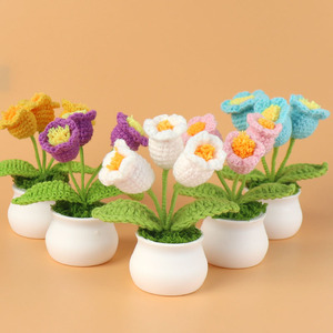 Pot en crochet fait main avec trois fleurs <span class=keywords><strong>de</strong></span> muguet miniatures en tricot pour petite amie, cadeau <span class=keywords><strong>de</strong></span> Saint-Valentin, cadeau <span class=keywords><strong>de</strong></span> remise <span class=keywords><strong>de</strong></span> diplôme - Product Image 3