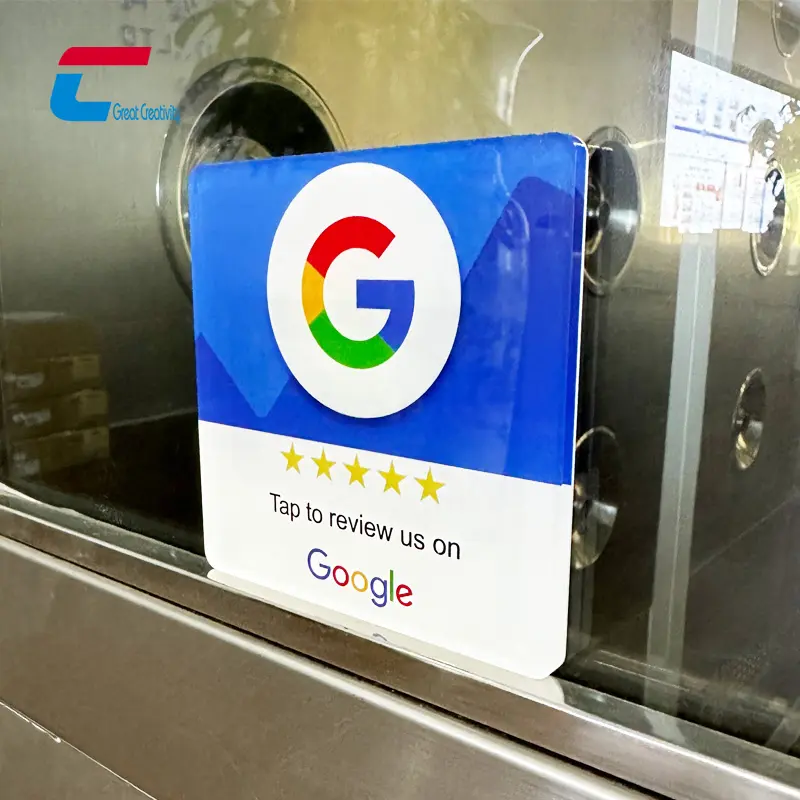 Nfc Chip Google Review Stickers Acrylic Qr Code Nfc Plate NTAG213 Menu Contactless Sign Social Media Google Review Plate