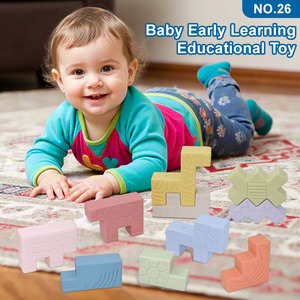 맞춤형 부드러운 고무 블록 - 쌓기 및 치아발육 장난감, 대형, 10개 교육용 어린이 장난감 (조립 및 놀이용) - Product Image 3