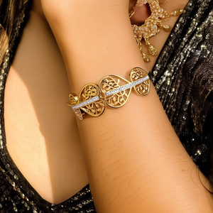 Gold Plated Stainless Steel <b>Bracelet</b> With <b>Crystal</b> Inlay Elegant Design For Women Fashion Jewelry - Product Image 3