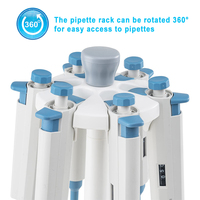 Support de micropipettes de laboratoire en plastique WEIAI, type L, pour jusqu'à 6 micropipettes, rotation à 360 degrés, support rond pour pipettes
