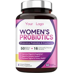 자연적인 철저한 Vegan 주의자 Probiotic 캡슐 여자를 위한 억 유기 구두 크랜베리 Prebiotic 캡슐 소화 보충교재