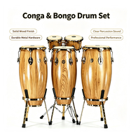 Ensemble de Bongos Professionnels en Bois Massif avec Peau de Chèvre, Instrument de Percussion Latine pour la Scène et les Entraînements de Groupe