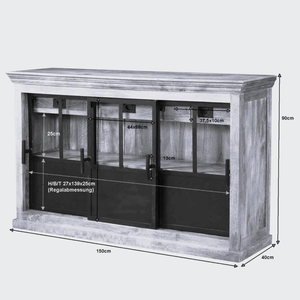 Buffet en bois artisanal traditionnel avec des éléments décoratifs sculptés, idéal pour l'organisation et le style de la salle à manger - Product Image 3