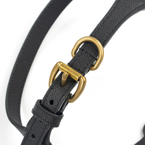 Arnés y Correa para Perro de Cuero Vegano Negro Pulido, Herrajes de Latón, Agarre Cómodo, Ajuste Ajustable para Perros Pequeños y Medianos, Ideal para Uso Diario - Product Image 5