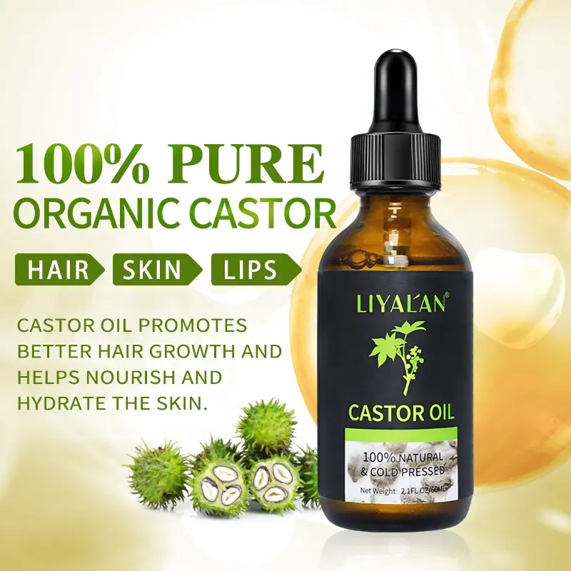 Label Pribadi Cold Pressed Organic Jamaican Black Castor Oil untuk Pertumbuhan Rambut