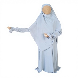 Deux pièces faites à la main de qualité supérieure ABAYA Khimar pour Jilbab ensemble Style omanais traditionnel adulte musulman vêtements accessoires soie - Product Image 1