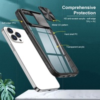 Couvercle de Protection complète de l'objectif du curseur de caméra transparent pour étui de téléphone iPhone fenêtre coulissante