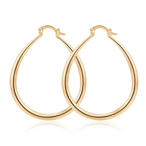 Water drop french style hoop earring copper hoops gold earrings