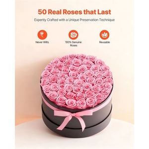Flores Eternas 2025, Caja de 50 <span class=keywords><strong>Rosas</strong></span> Preservadas, Ramo Dulce Inmortal para Cumpleaños, San Valentín, Navidad, el Mejor Regalo - Product Image 3