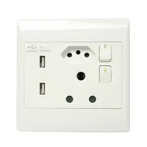 Wholesaler Wall pad usb Wall Mounted Power Outlet Socket With 2 USB ports for South Africa and Brazil