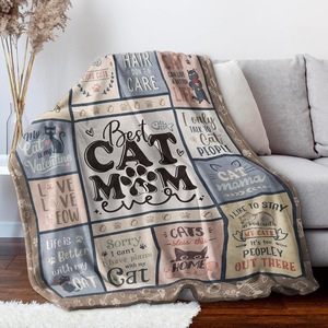 Pink <b>Cat</b> Quotes Patchwork Flannel Blanket Throw Blanket Nap Blanket Wholesale Super Soft Machine Washable Custom Print - Product Image 3