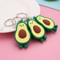 Porte-clés créatif en PVC 3D en forme de fruit de dessin animé, porte-clés mignon en forme d'avocat pour cadeau promotionnel d'entreprise