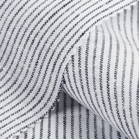 Tissu Popeline Rayé Teint en Fil Écologique 55% Lin 45% Coton pour Chemises Formelles et Décontractées Hommes, Femmes, Enfants et Uniformes