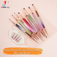 Yihuale Nouveau Pinceau à Double Tête Amovible Multifonctionnel en Métal à Manche Hexagonal pour Gel UV, Stylo de Peinture et Pinceaux Liner pour Nail Art
