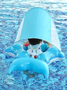 En stock: Nuevo flotador de natación para bebé, tipo tiburón, para usar boca abajo, con protección <span class=keywords><strong>solar</strong></span> y antivuelco. - Product Image 3