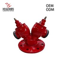 Raccord d'entrée bidirectionnel DN100 en fonte ductile BS336 pour tuyau d'incendie, raccord rapide mâle 2x2,5 pouces, OEM, 1,6 MPa, revêtement époxy rouge