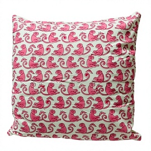 Fundas de almohada con estampado de bloque rosa | Cojines neutros | Funda de almohada de cama de algodón bohemio floral | Cojín de almohadas indio bohemio - Product Image 1