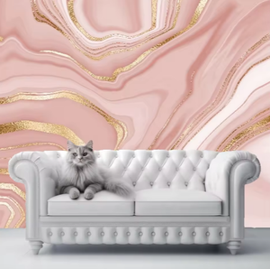 Hellrosa Tapete Liquid Marble Design Abstrakte Malerei Hintergrund mit Gold Splash Textur Wandbilder - Product Image 1
