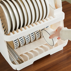 Draining <b>Dish</b> <b>Rack</b> Double Layer With Tray Quick Dry For Kitchen Storage M Size Square Shape - Product Image 1
