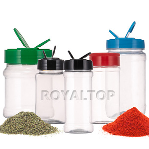 Đa rõ ràng Pet gia vị chai và lọ 4oz 6oz 7Oz 12oz 16oz nhựa gia vị bao bì container với đôi lật PP Shaker có nắp đậy - Product Image 1