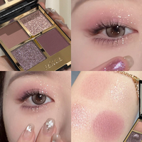 Palette de fards à paupières quatre couleurs avec des nuances mates et scintillantes, longue tenue, hautement pigmentées, mélangeables, kit de maquillage pour les yeux