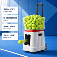 Machine à balles de tennis portable et pliable, capacité de 140 balles, intervalle de 1,8 à 9 secondes, contrôle par application, batterie 12V-18AH, entraînement pour club et école