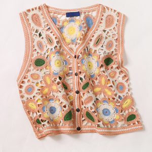 Verano nueva moda <span class=keywords><strong>mujer</strong></span> sin mangas Floral ganchillo tejido chalecos patrones - Product Image 2