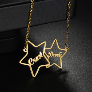 Collana <span class=keywords><strong>con</strong></span> <span class=keywords><strong>Nome</strong></span> a Cinque <span class=keywords><strong>Stelle</strong></span> e Artiglio di Gatto in Acciaio Inossidabile Shunquan Jewelry - Catena Personalizzabile Fai-da-Te - Product Image 2