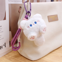 Porte-clés 3D mignon avec queue de chat, lanière en peluche, pendentif pour filles et femmes