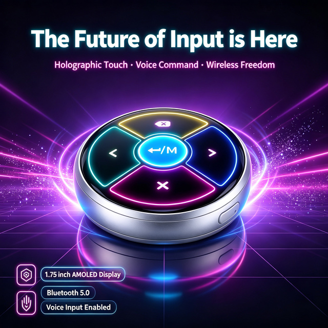 Universal Wireless Touchpad Mouse Keyboard 2-in-1 5.0 Remote Voice Input 1.75 Inch AMOLED for Windows Mac Android.
