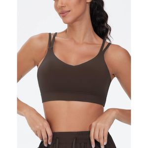 Sujetador deportivo con doble tirante tipo espagueti para mujer, acolchado y con soporte, con tirantes para gimnasio, entrenamiento y fitness. - Product Image 2