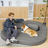 Sillón Puff 3 en 1 para Adultos, Sofá Cama de Piso con Almohada, Espuma Comprimida, Sofá Cama Convertible