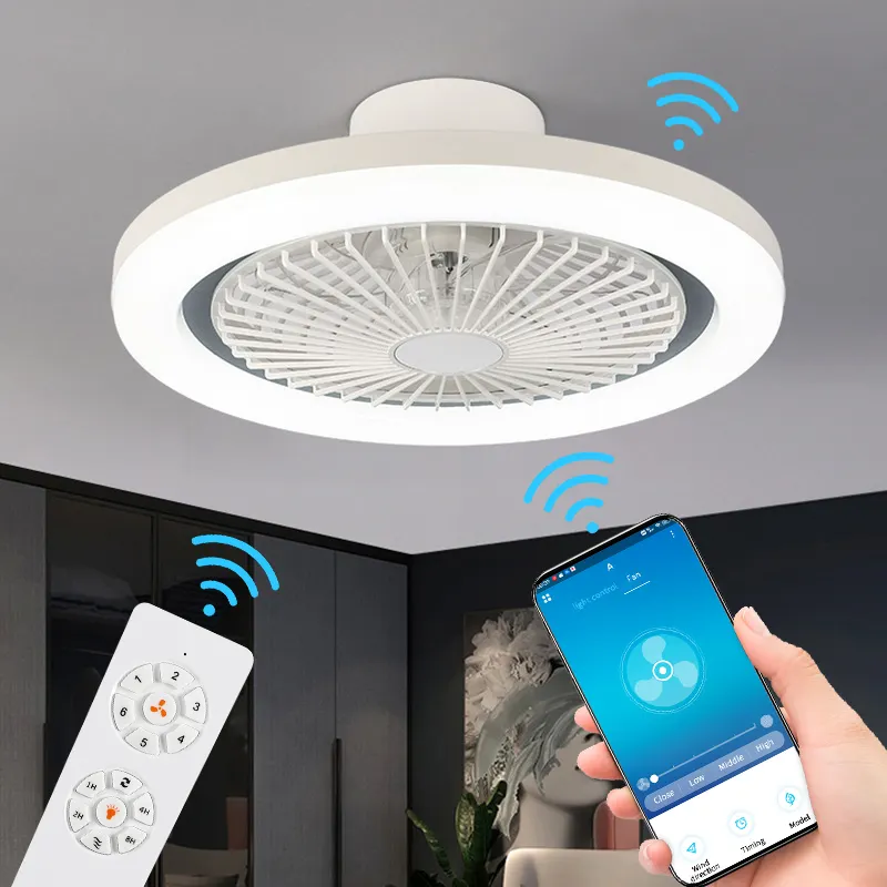 Moderne Energiebesparende Smart Decoratieve Onzichtbare Led Plafondlamp Met Ventilator En Remote