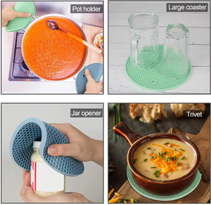 Ustensile de <span class=keywords><strong>cuisine</strong></span> rond contemporain résistant à la chaleur en caoutchouc nid d'abeille porte-marmite <span class=keywords><strong>tapis</strong></span> sous-verre - Product Image 4