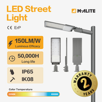 Fournisseur de lampadaires LED en Chine, 130LM/W, IP65, 100000H, lampadaire extérieur, 50W-200W, éclairage routier, éclairage public, vente en gros