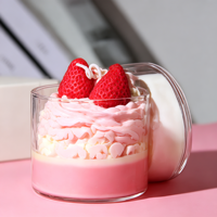 Kreative Fruchtcreme-Kuchen-Form Handgemachte Ungiftige Duftkerze im Glasgefäß Aromatherapie Wohndekor für Feiertage und Geburtstage
