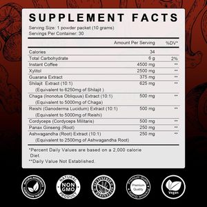 OEM/OEM bubuk ekstrak Himalaya murni alami alami OEM/OEM 9 dalam 1 Kopi Shilajit Reishi Cordyceps Ginseng dukungan memori - Product Image 5