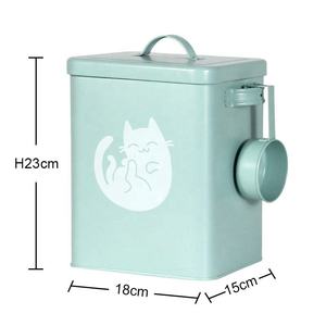 Boîte de stockage de friandises hermétique pour chiens avec cuillère Emballage alimentaire en métal galvanisé de haute qualité Rectangle Stocked <span class=keywords><strong>Pet</strong></span> <span class=keywords><strong>Food</strong></span> Container - Product Image 2