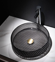 Lavabo de salle de bain rectangulaire moderne en céramique avec design élégant en diamant, à poser sur le comptoir, avec drain, pour usage hôtelier