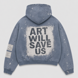 Sweat à capuche zippé OEM délavé avec manches cloutées de strass, patch graphique appliqué effet vieilli, coupe courte et carrée, style streetwear, personnalisé pour homme - Product Image 3