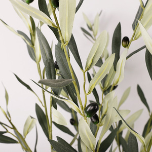 Branches d'olivier artificielles Qihao avec fruits, 5 branches, grandes feuilles vertes, haute simulation, décoration d'intérieur, fleurs pour vase - Product Image 2