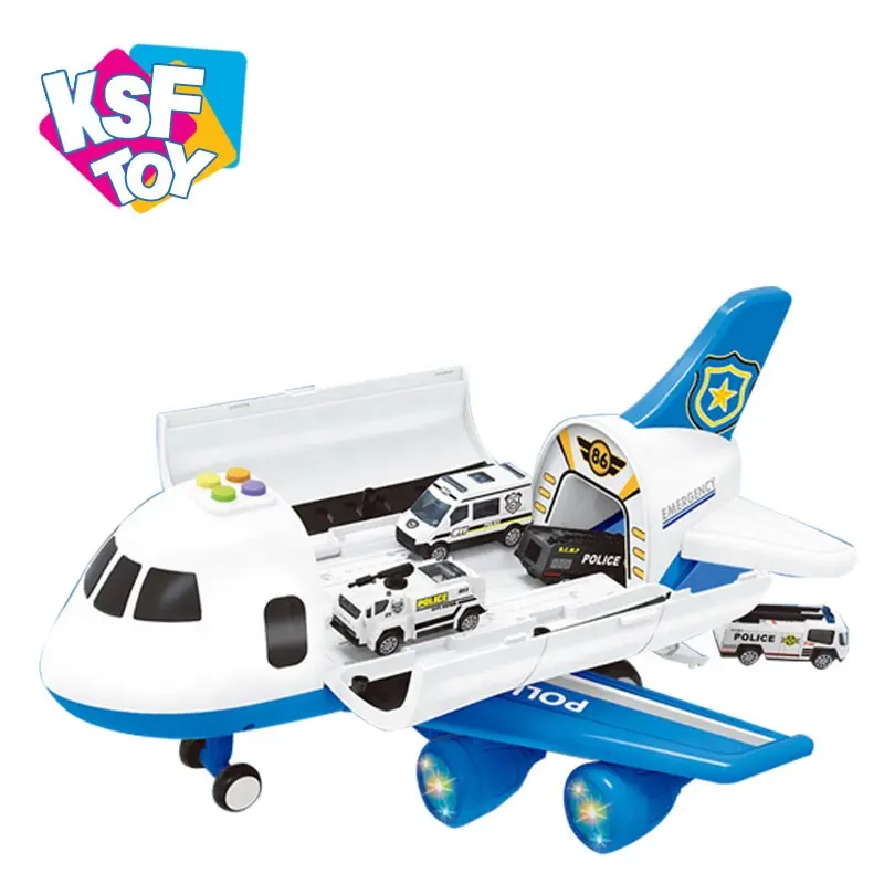 Storage small friction police car toys set aircraft musical electric airplane