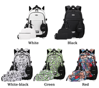 Ensemble de 3 sacs d'école pour garçons tendance avec sac à lunch et trousse à crayons, grande capacité, sac à dos pour étudiants, adolescents, hommes